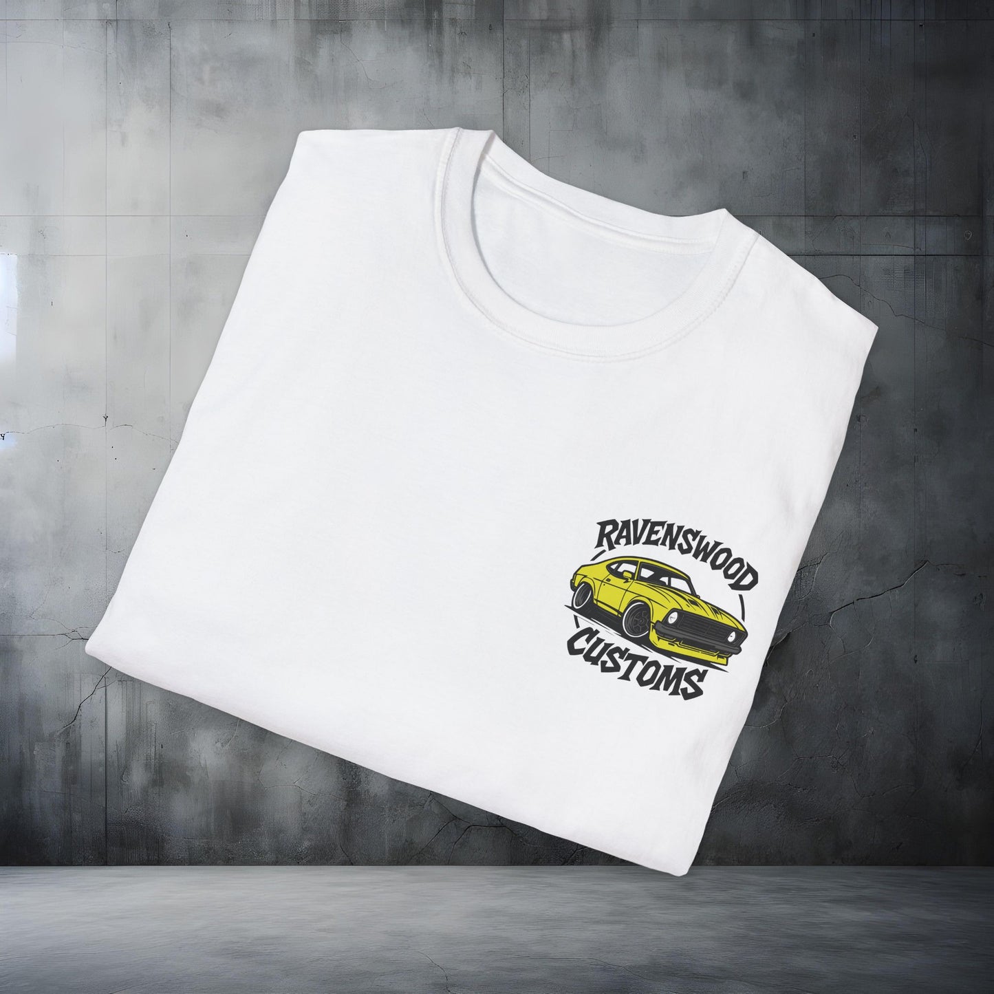Ravenswood Customs Unisex Softstyle T-Shirt - Yellow Coupe Design, Cool Graphic Tee