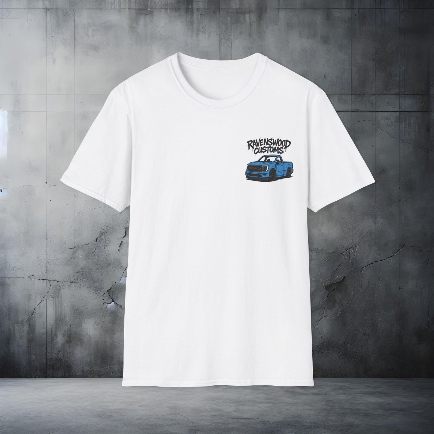 Ravenswood Customs Unisex Softstyle T-Shirt - Blue Vintage F-Truck Design, Cool Graphic Tee