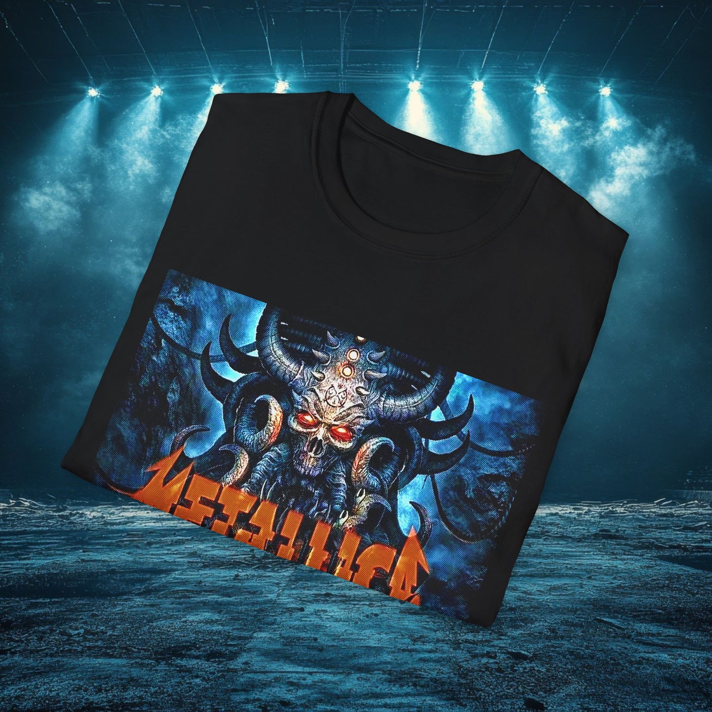 Metallica Skull Graphic 7 Unisex Softstyle T-Shirt, Band Tee, Music Apparel, Perfect Gift for Rock Fans, Concert Wear, Casual Style