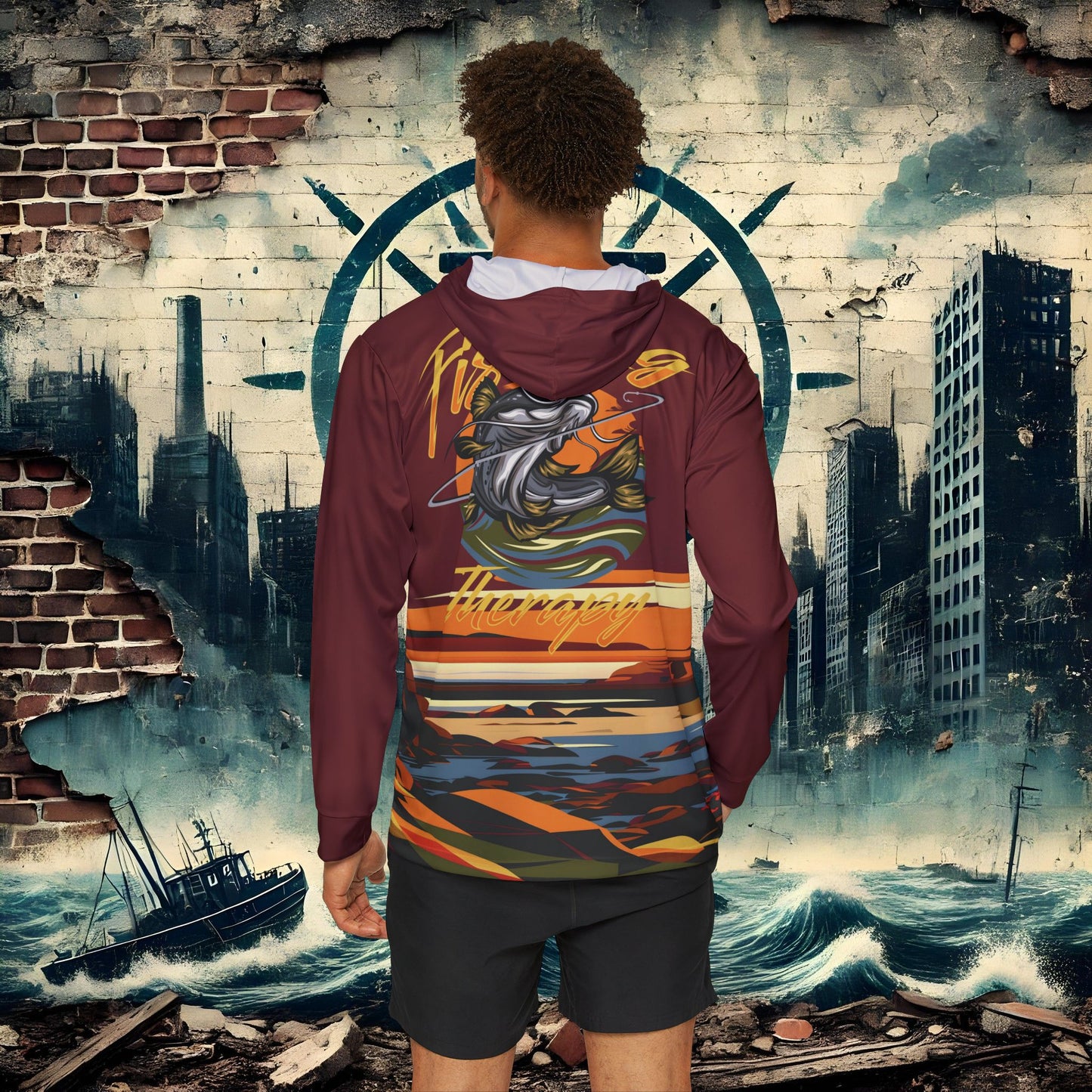 Men's Fishing Hoodie - Fishwood Threads, Fishing Therapy, Adventure & Outdoor Enthusiasts