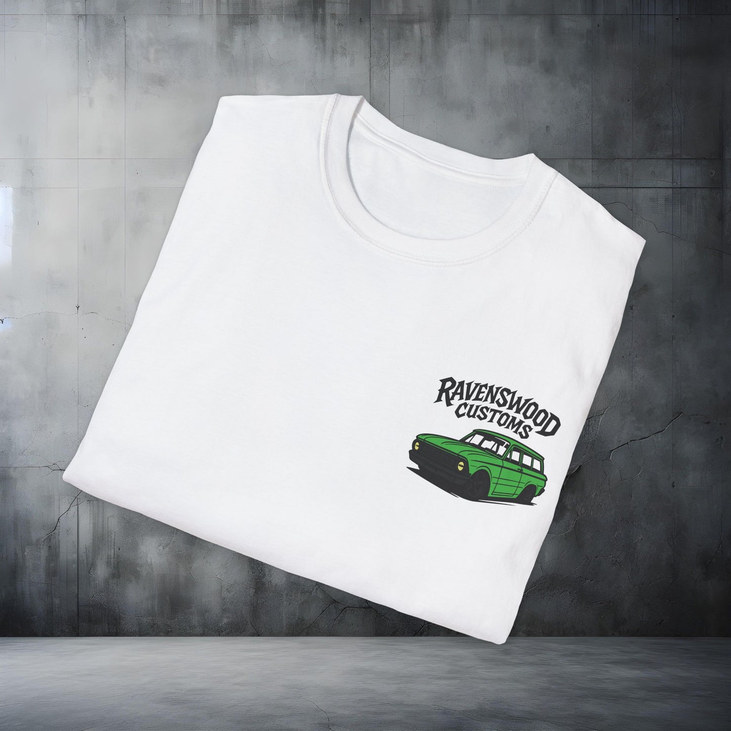 Ravenswood Customs Unisex Softstyle T-Shirt - Green XP Falcon Wagon Design, Cool Graphic Tee