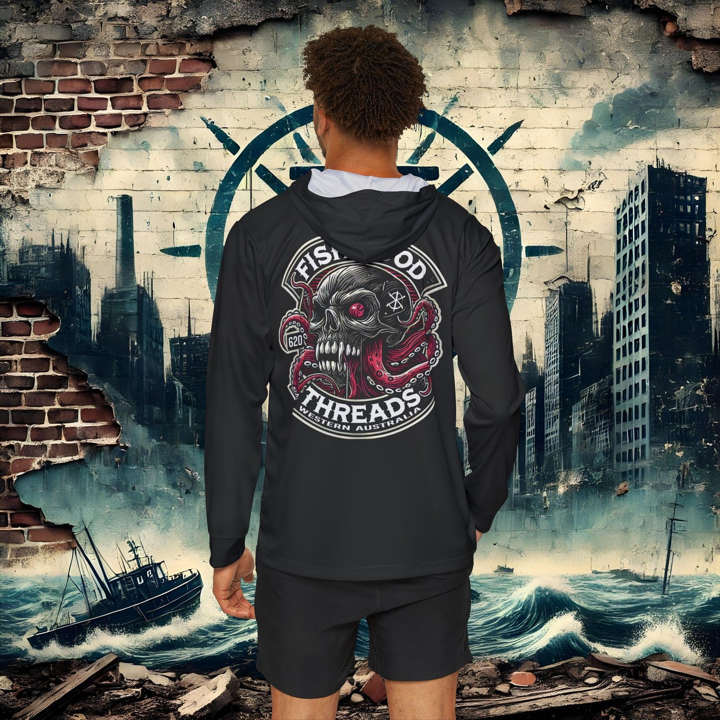Men's Sports Warmup Hoodie - Fishwood Threads, Adventure & Outdoor Enthusiasts