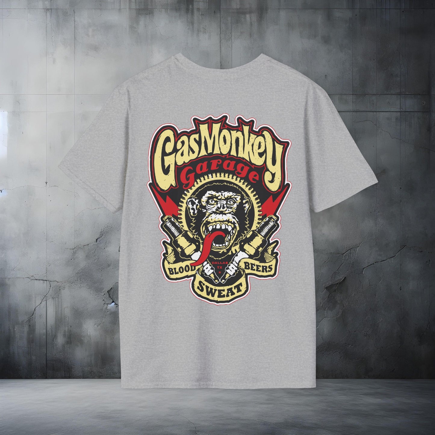Gas Monkey Garage Unisex Softstyle T-Shirt - Vintage Beer & Monkey Design