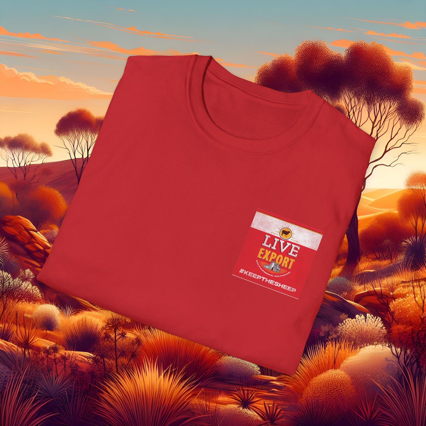 Worn and Distressed Live Export #keepthesheep Unisex Softstyle T-Shirt - Bold Graphic Tee for Keep the Sheep movement