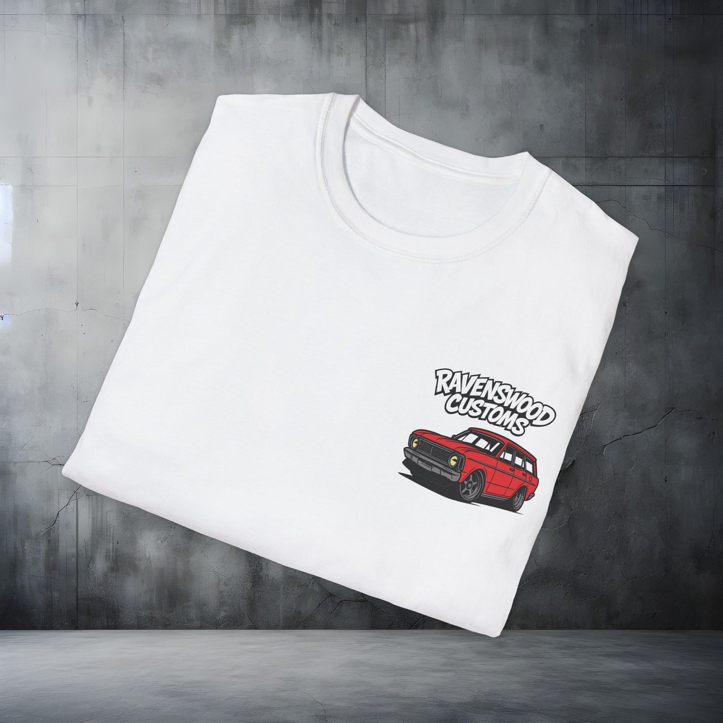 Ravenswood Customs Unisex Softstyle T-Shirt - Red XY Wagon Falcon Design, Cool Graphic Tee