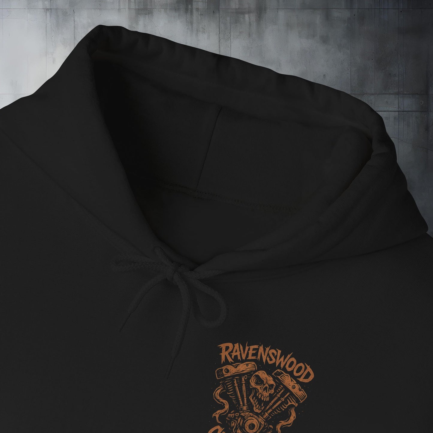 Ravenswood Customs Bronze Vtwin Heavy Blend Hoodie | Skull Design, Unisex Sweatshirt