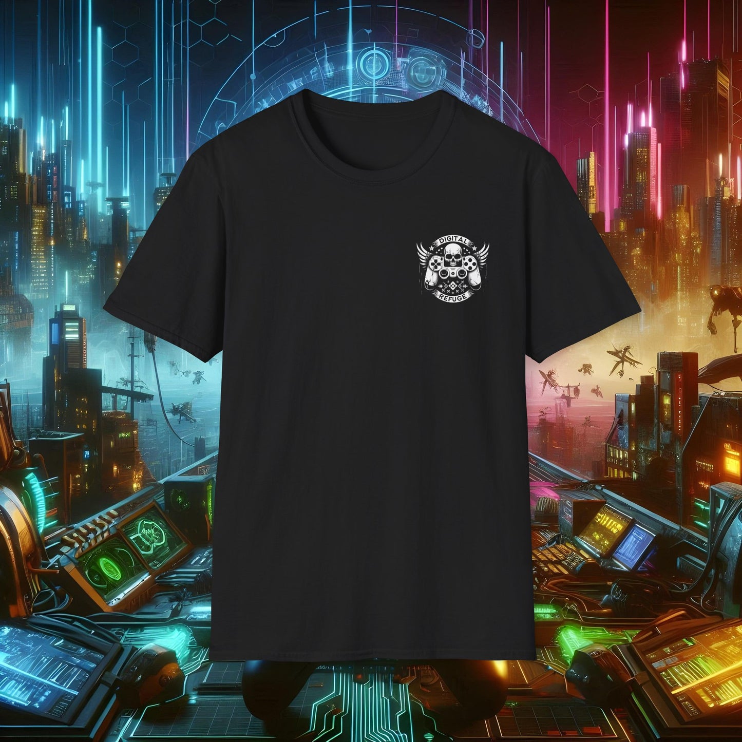 Unisex Softstyle T-Shirt - Digital Refuge Graphic Tee for Gamers