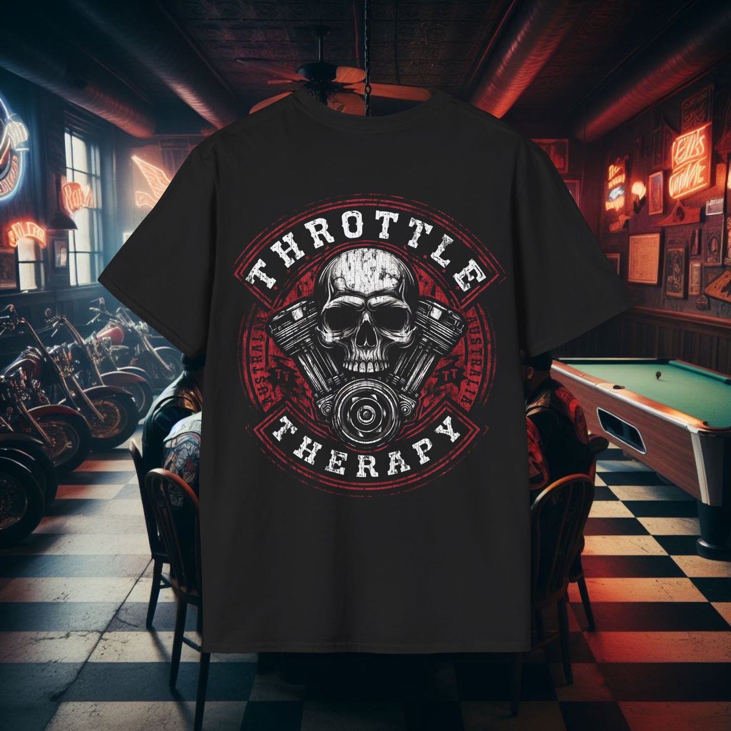 Throttle Therapy Graphic T-Shirt for Motorcycle Enthusiasts
