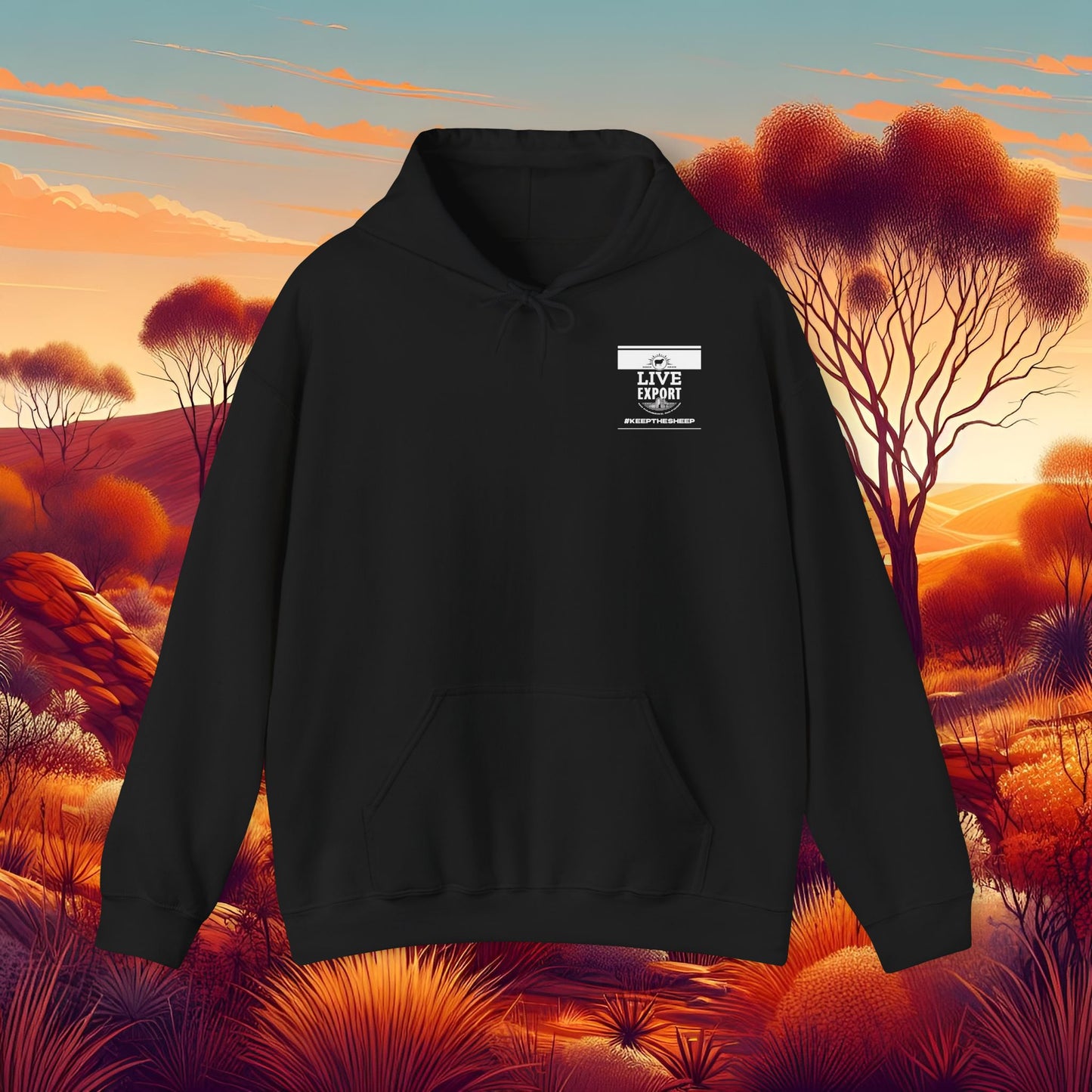 Live Export Keep the Sheep Black & White Unisex Heavy Blend™ Hooded Sweatshirt