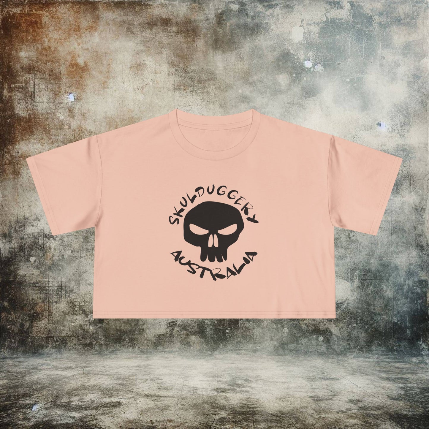 Skulduggery Australia Women's Crop Tee - Casual Graphic Tee with Skull Design
