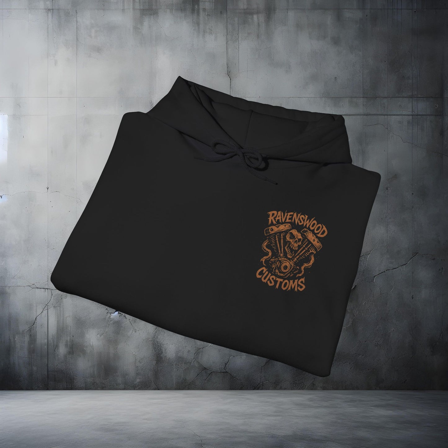 Ravenswood Customs Bronze Vtwin Heavy Blend Hoodie | Skull Design, Unisex Sweatshirt