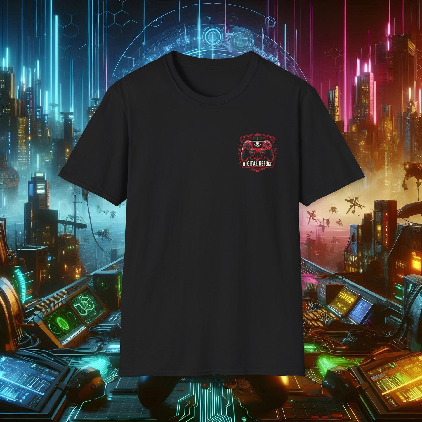 Digital Refuge Gaming T-Shirt - Unisex Softstyle Tee for Gamers