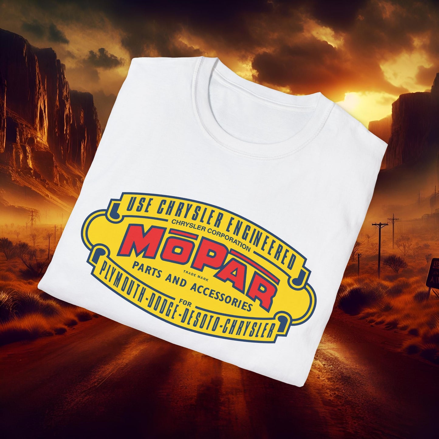 Vintage Mopar Graphic T-Shirt, Classic Car Lover Tee, Unisex Softstyle Shirt, Gift for Mechanic, Retro Auto Apparel
