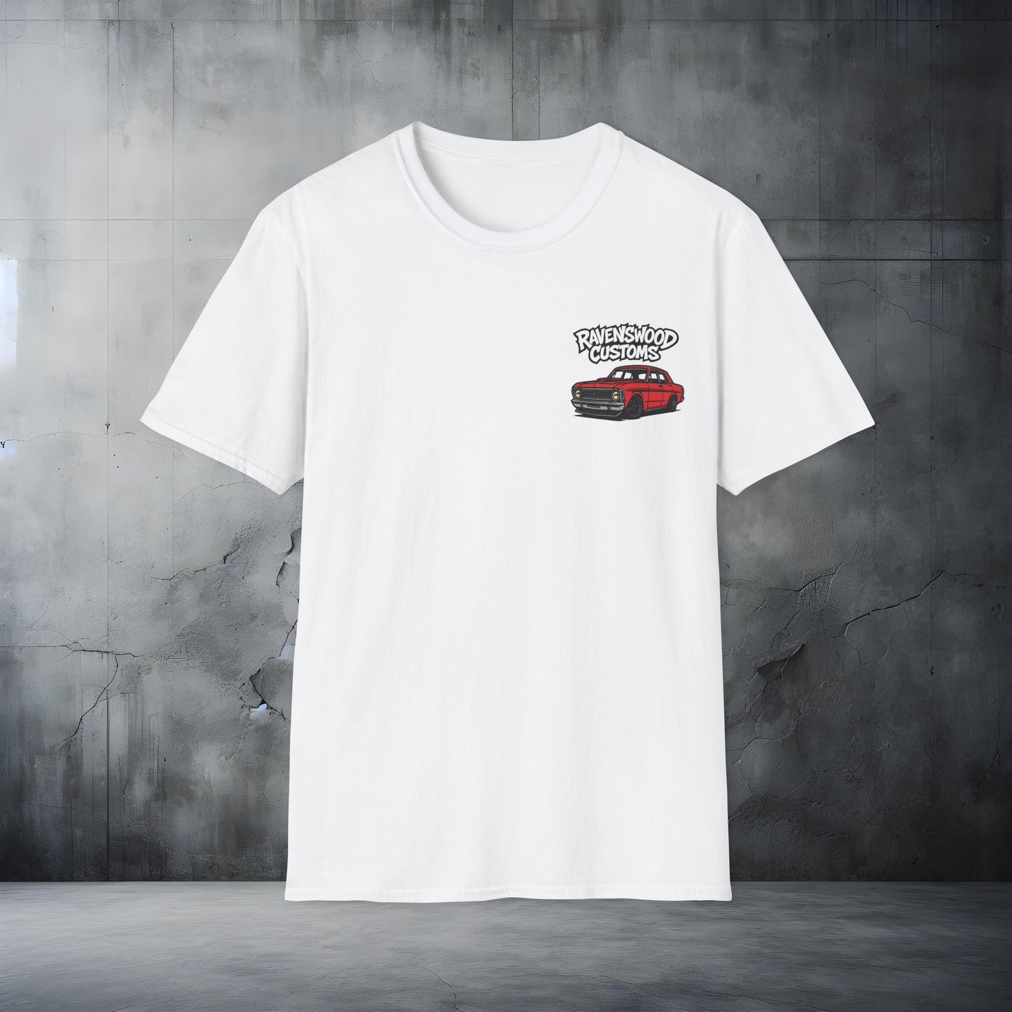 Ravenswood Customs Unisex Softstyle T-Shirt - Red XY Sedan Falcon Design, Cool Graphic Tee