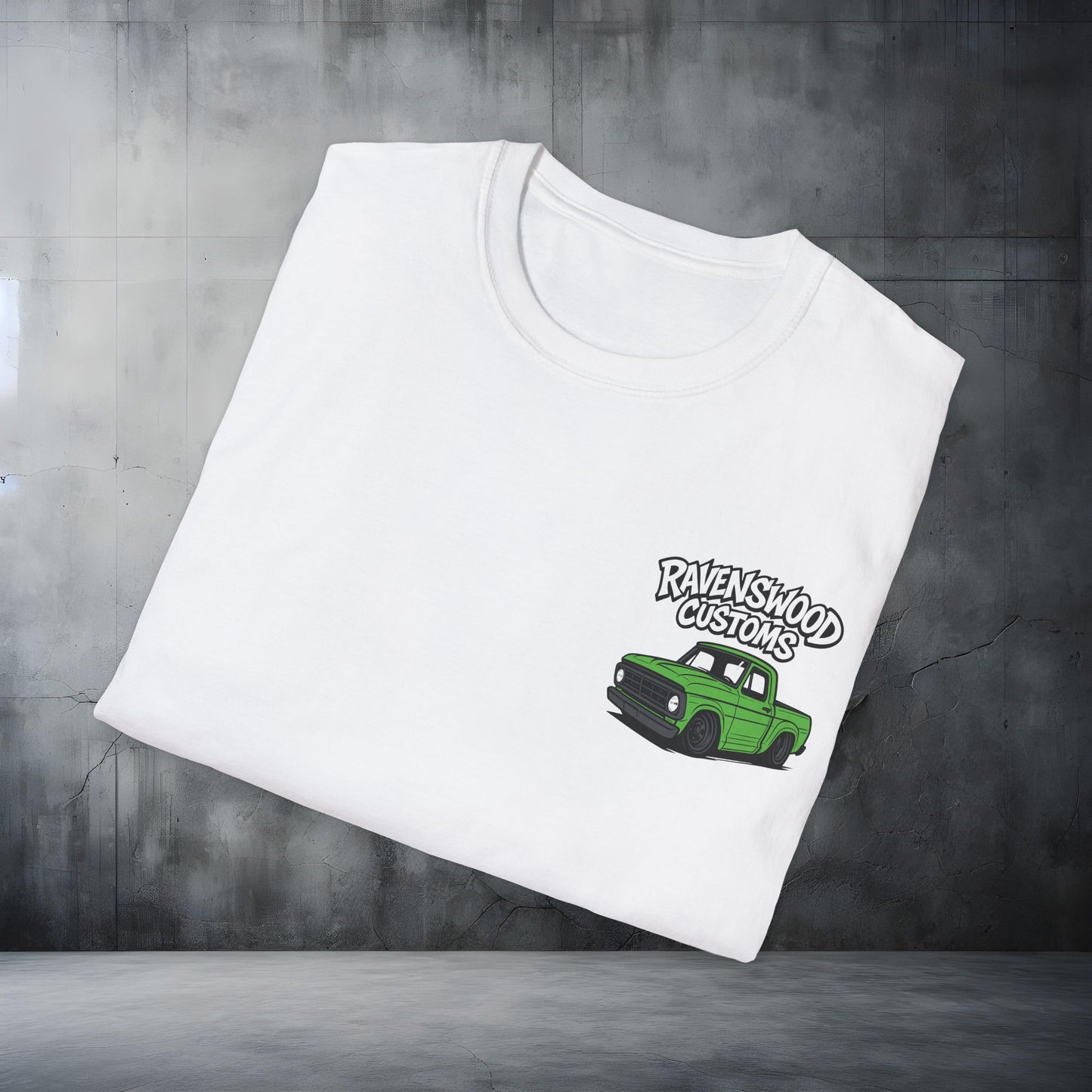 Ravenswood Customs Unisex Softstyle T-Shirt - Green Vintage F-Truck Design, Cool Graphic Tee