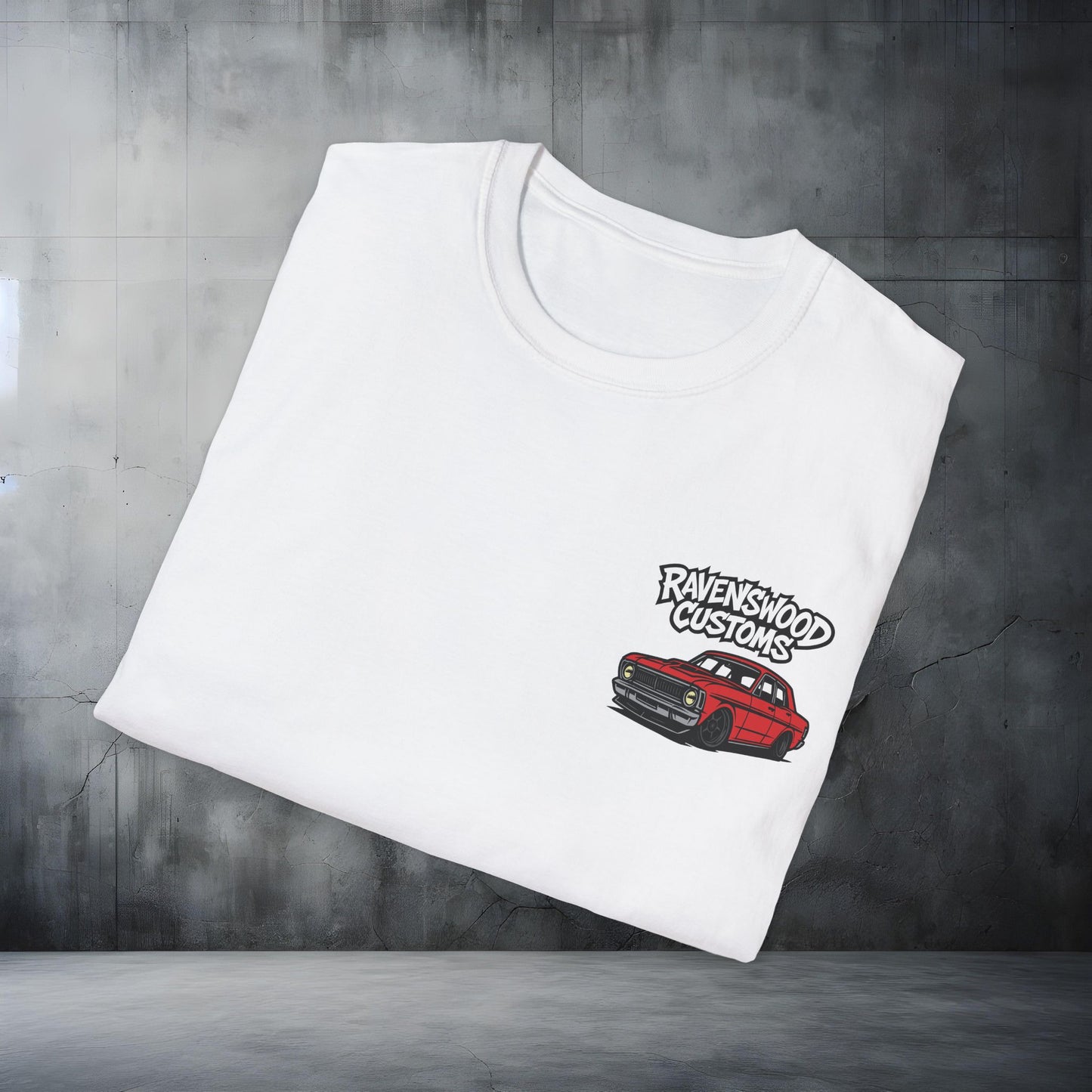 Ravenswood Customs Unisex Softstyle T-Shirt - Red XY Sedan Falcon Design, Cool Graphic Tee
