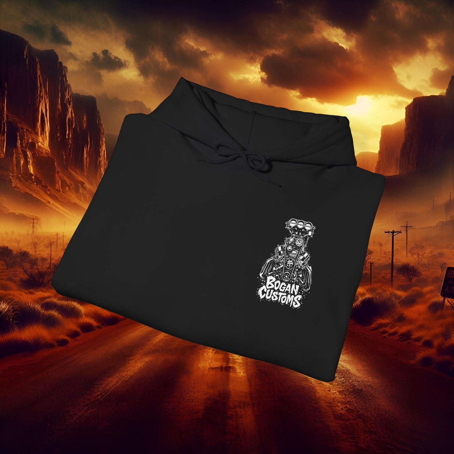 Bogan Customs Blown V8 Engine Graphic Hoodie Pullover