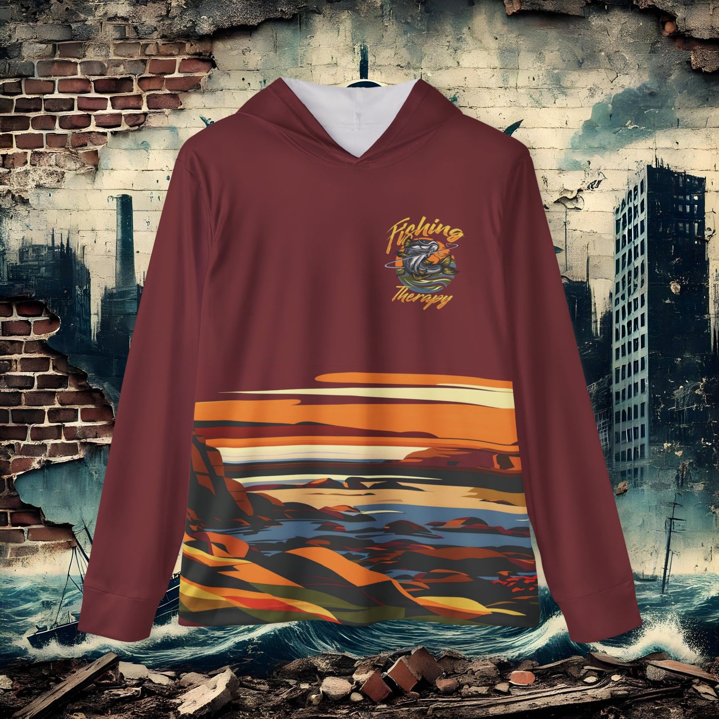 Men's Fishing Hoodie - Fishwood Threads, Fishing Therapy, Adventure & Outdoor Enthusiasts