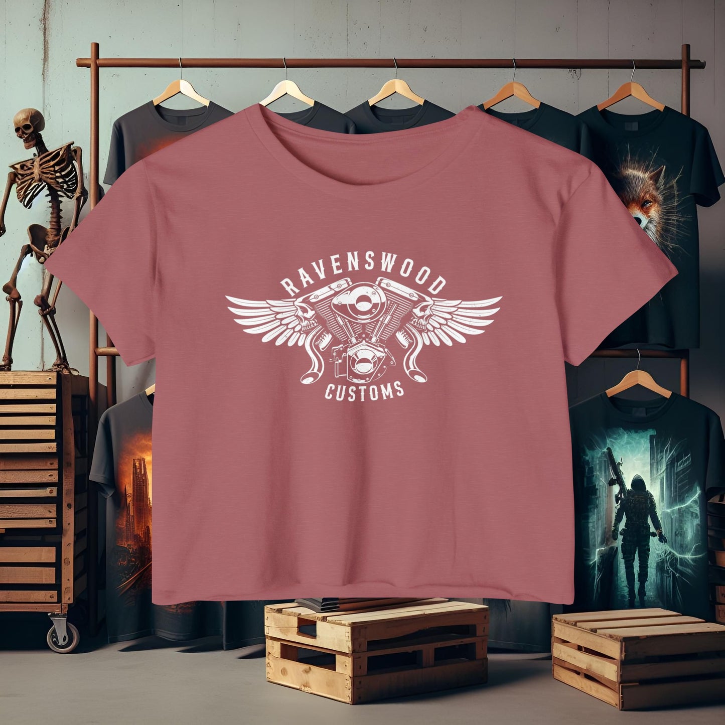 Ravenswood Customs Women's Festival Crop Top - Boho Chic Tee for Summer Events