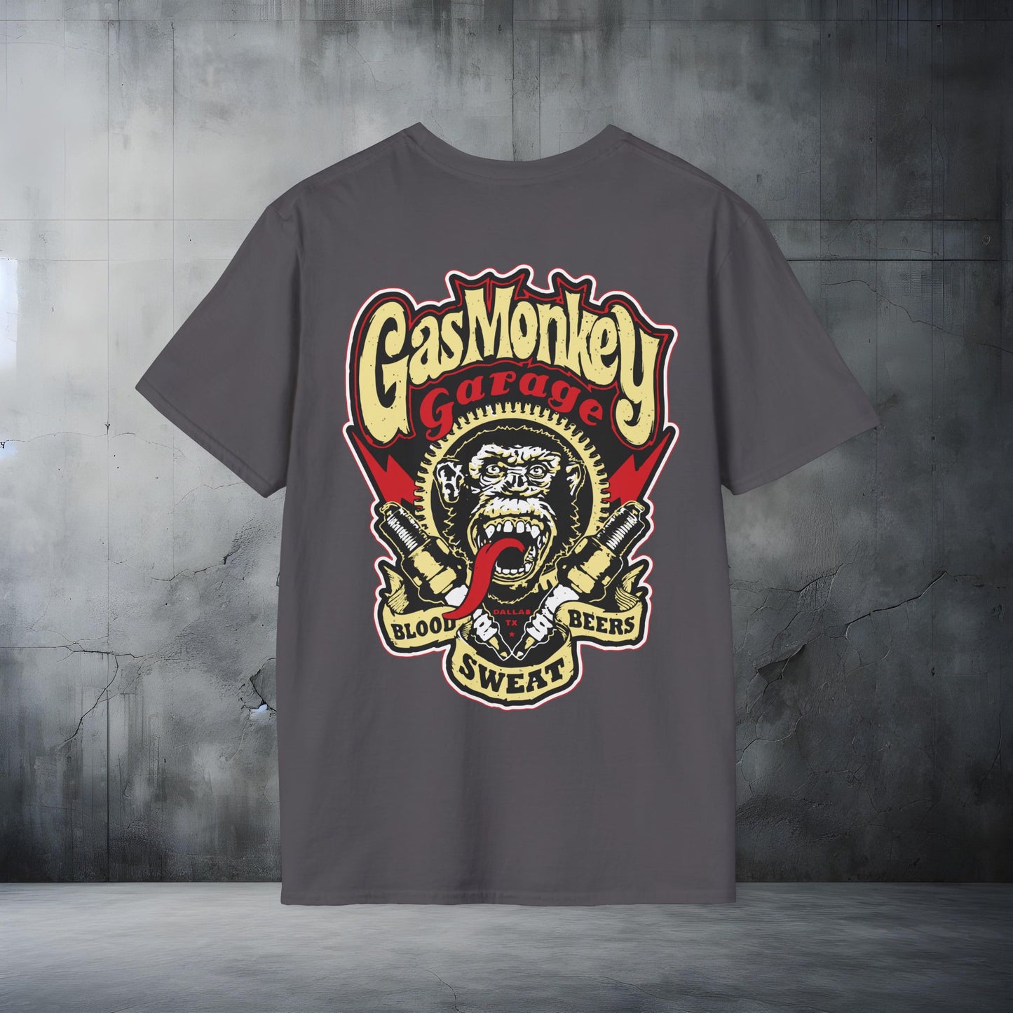 Gas Monkey Garage Unisex Softstyle T-Shirt - Vintage Beer & Monkey Design