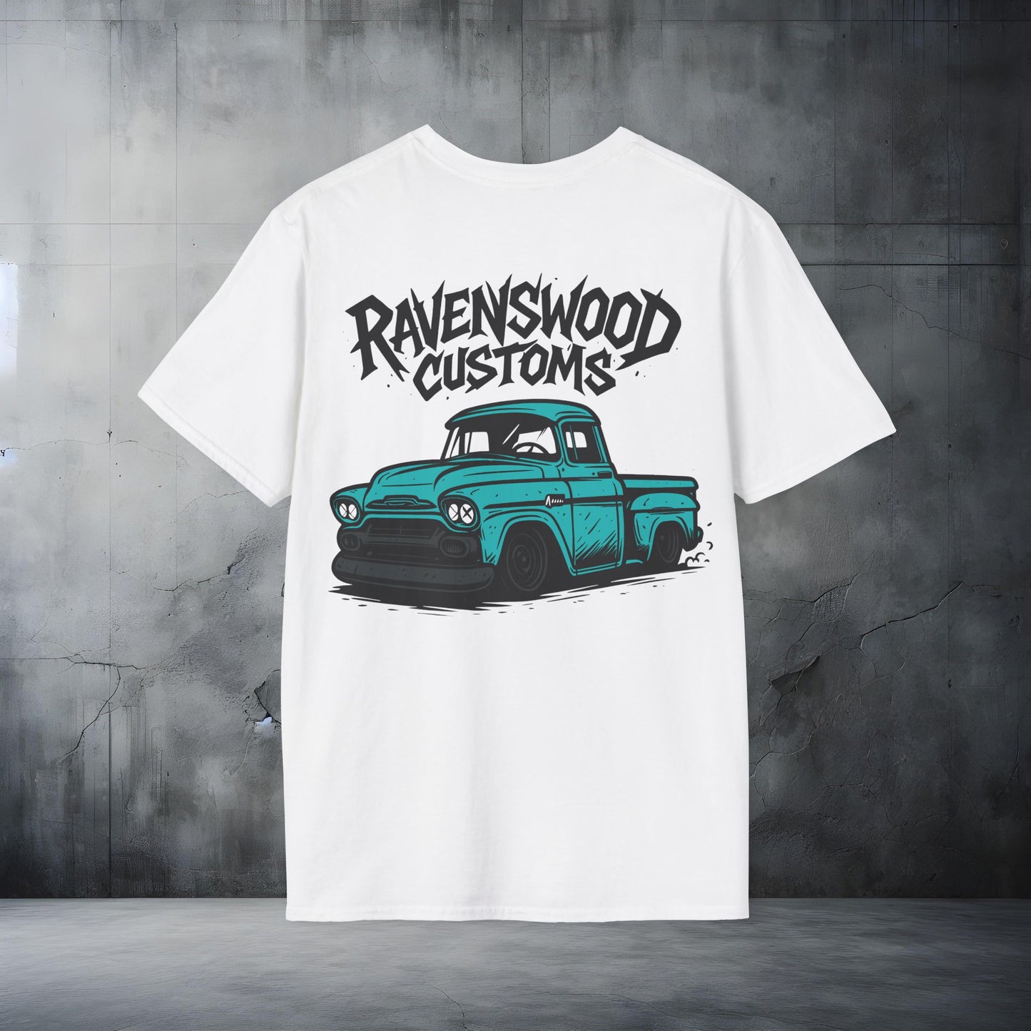 Ravenswood Customs Unisex Softstyle T-Shirt - Green Vintage Truck Design, Cool Graphic Tee
