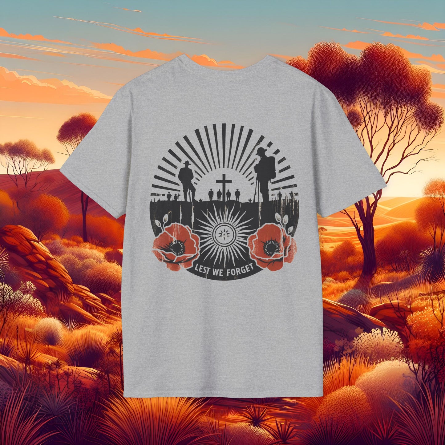 Lest We Forget Anzac Day Memorial T-Shirt - Unisex Softstyle