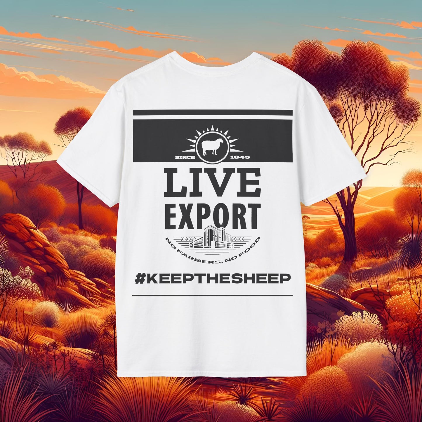 Live Export Keep the Sheep Black & White Unisex Softstyle T-Shirt