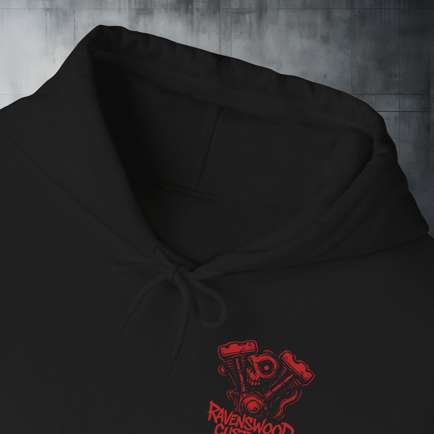 Ravenswood Customs Red Vtwin Heavy Blend Hoodie | Skull Design, Unisex Sweatshirt