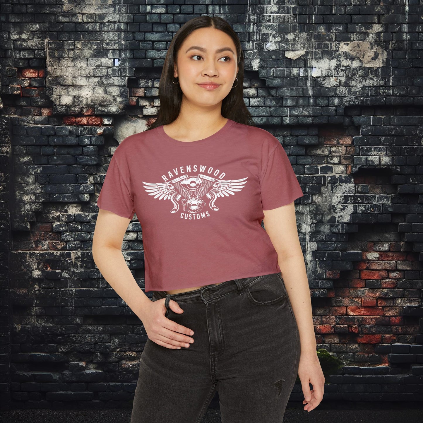 Ravenswood Customs Women's Festival Crop Top - Boho Chic Tee for Summer Events