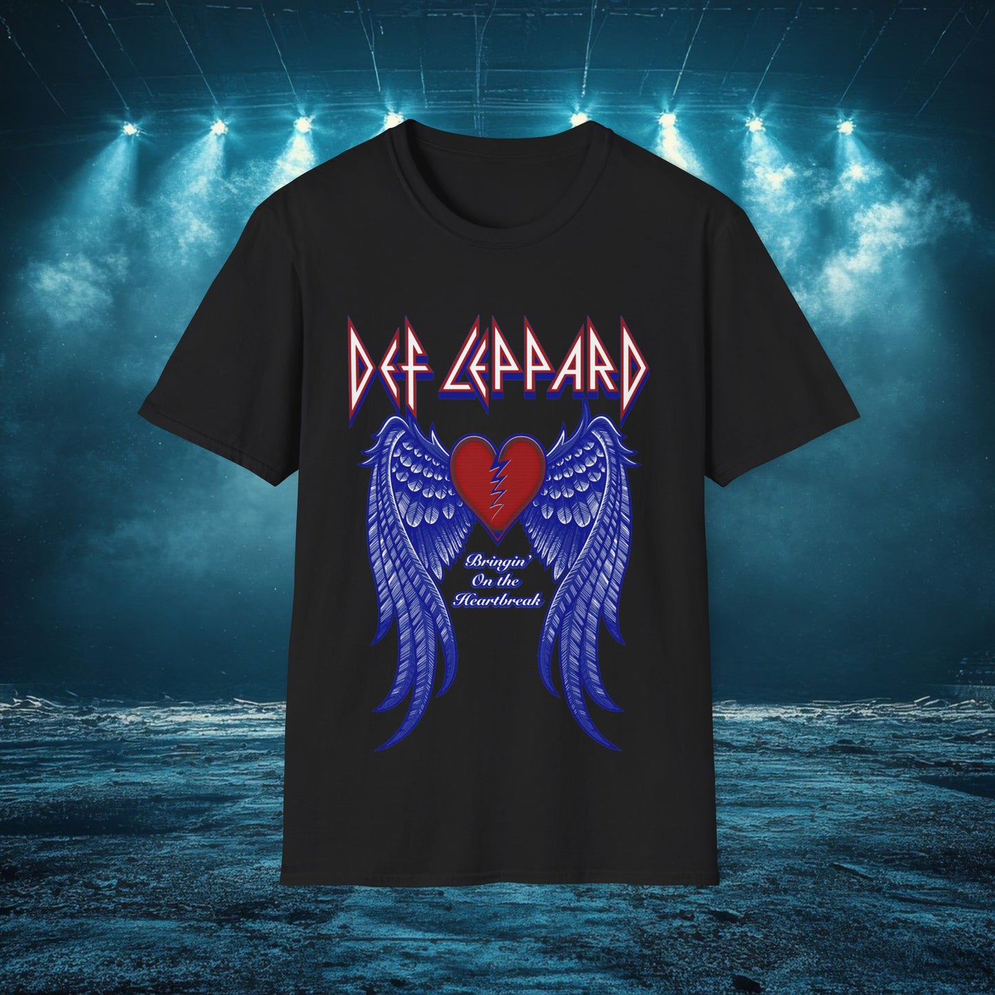 DL Blue Winged Heart T-Shirt | Vintage Rock Apparel, Unisex Graphic Tee, Music Lover Gift, Concert Wear, Nostalgic Merchandise