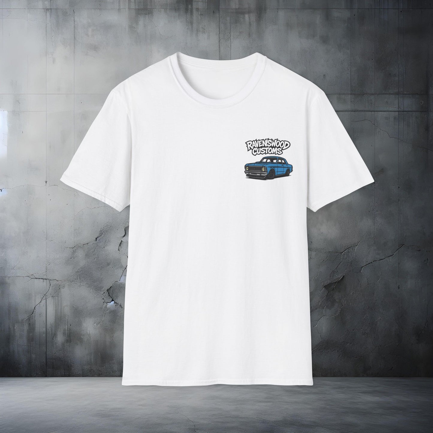 Ravenswood Customs Unisex Softstyle T-Shirt - Blue XY Falcon Design, Cool Graphic Tee