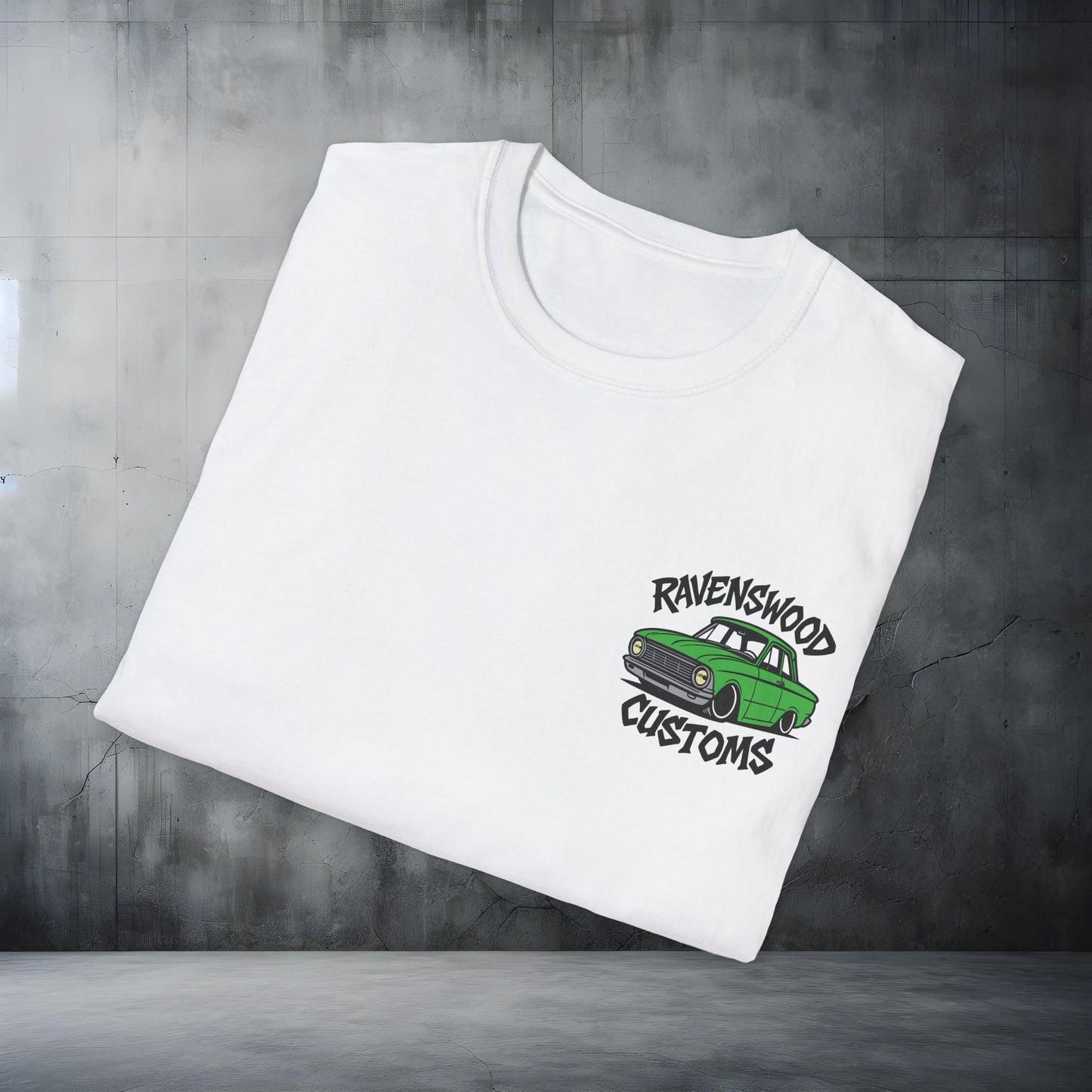 Ravenswood Customs Unisex Softstyle T-Shirt - Green XP Falcon Design, Cool Graphic Tee