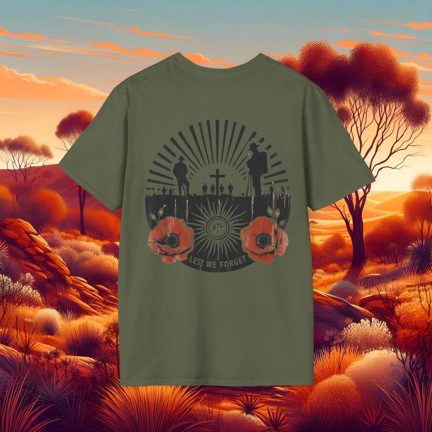 Lest We Forget Anzac Day Memorial T-Shirt - Unisex Softstyle