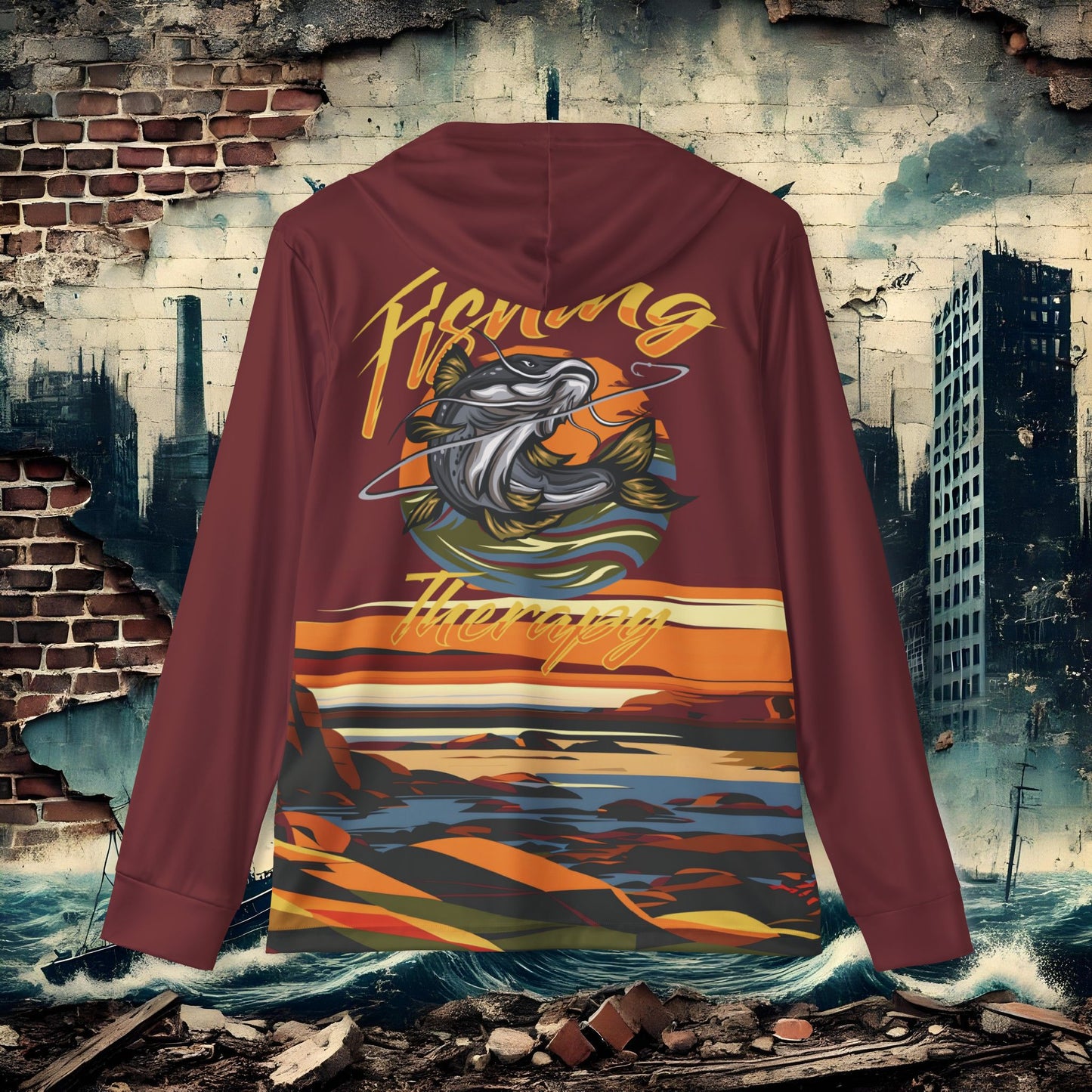 Men's Fishing Hoodie - Fishwood Threads, Fishing Therapy, Adventure & Outdoor Enthusiasts