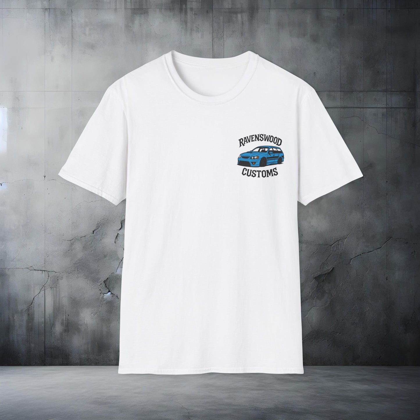 Ravenswood Customs Unisex Softstyle T-Shirt - Blue BF Falcon Wagon Design, Cool Graphic Tee