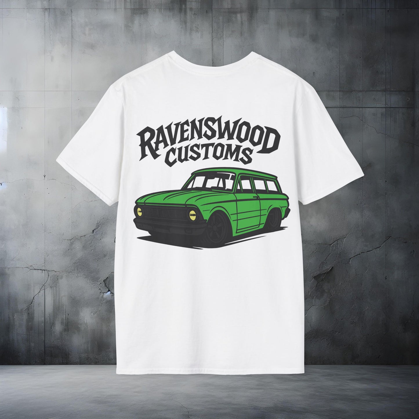 Ravenswood Customs Unisex Softstyle T-Shirt - Green XP Falcon Wagon Design, Cool Graphic Tee