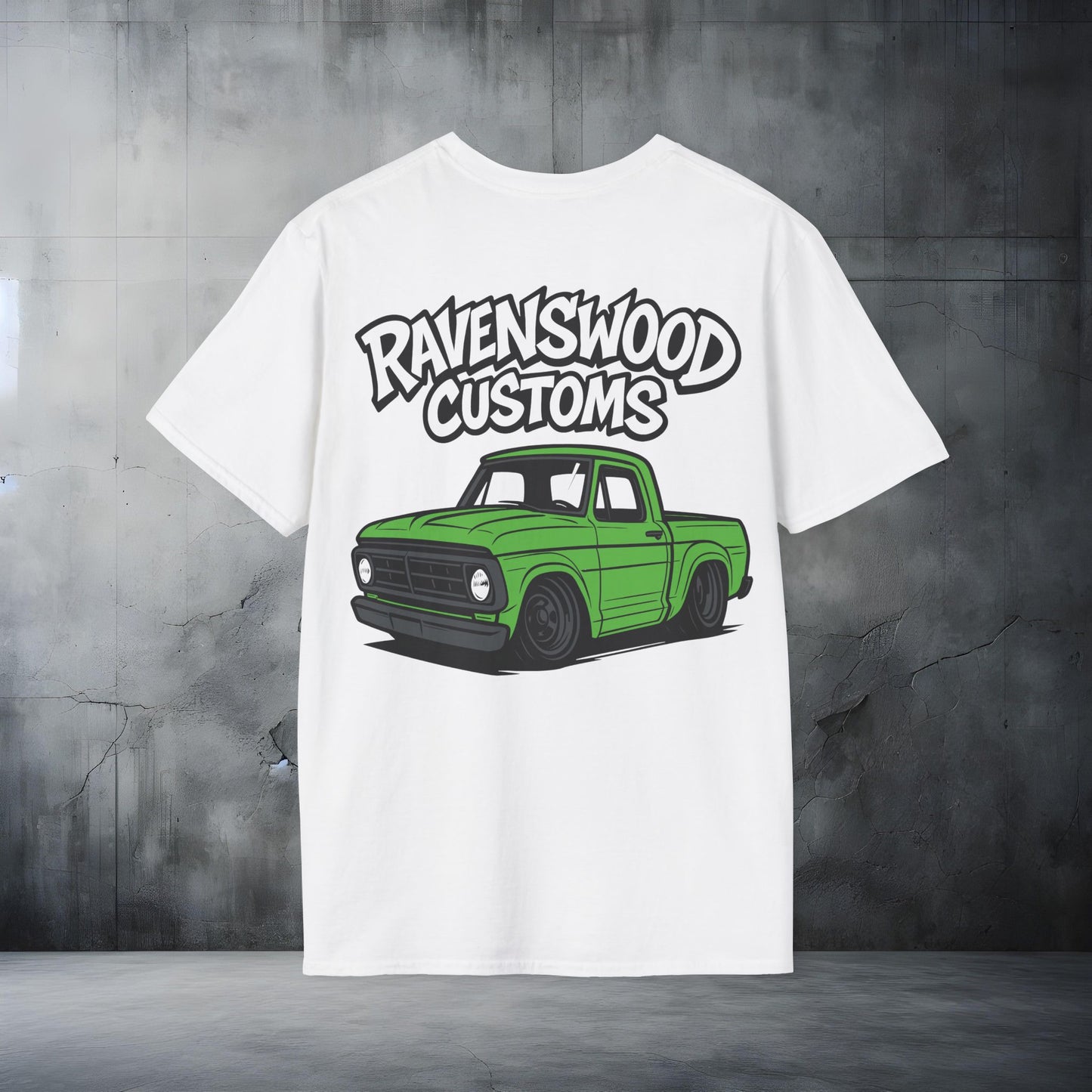 Ravenswood Customs Unisex Softstyle T-Shirt - Green Vintage F-Truck Design, Cool Graphic Tee