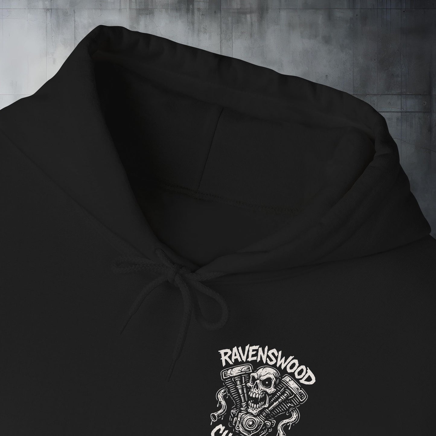Ravenswood Customs White Vtwin Heavy Blend Hoodie | Skull Design, Unisex Sweatshirt
