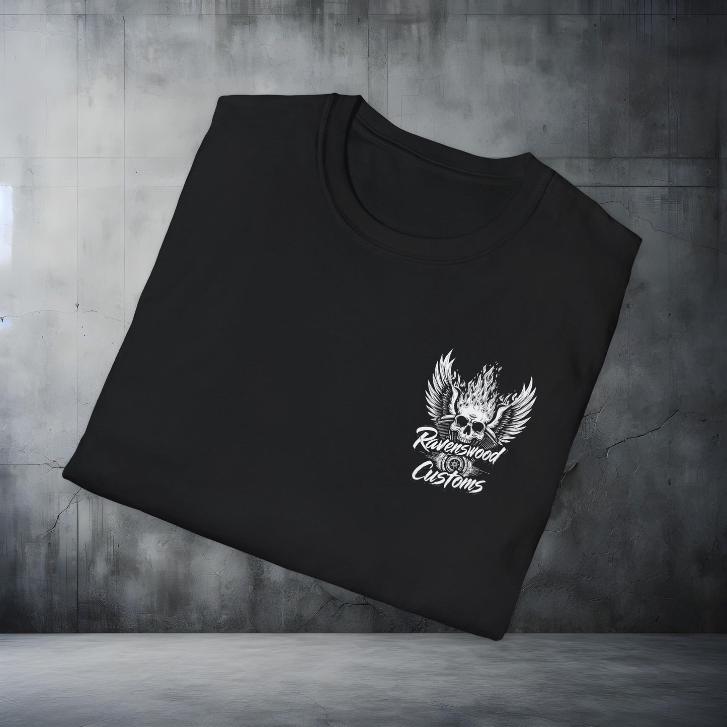 Ravenswood Customs Skull & Flaming Wings T-Shirt