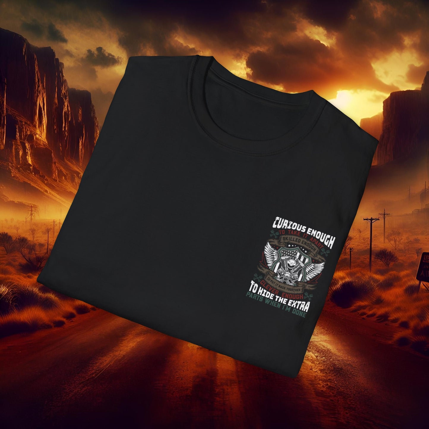 Curious Enough Unisex Softstyle T-Shirt for Mechanics | Vintage Car Design | Perfect Gift for Car Enthusiasts