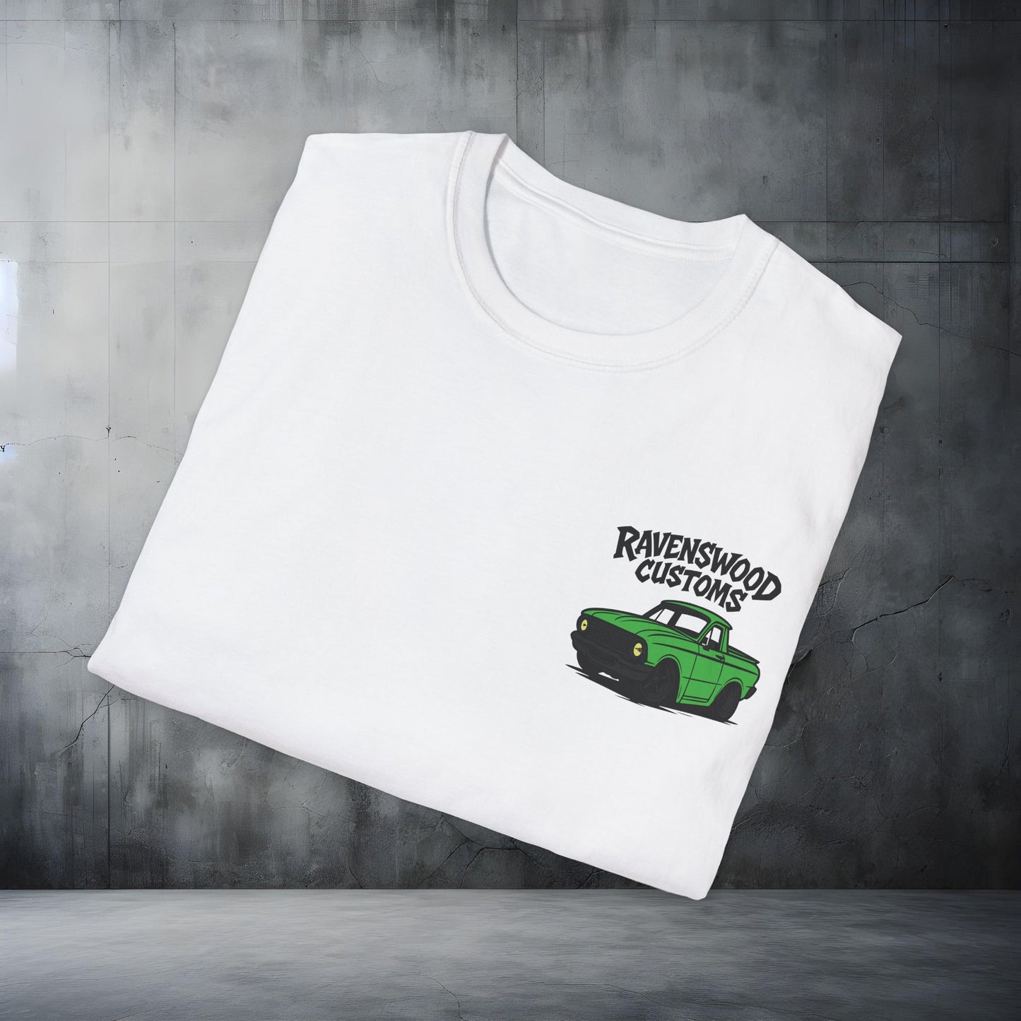 Ravenswood Customs Unisex Softstyle T-Shirt - Green XP Falcon Ute Design, Cool Graphic Tee