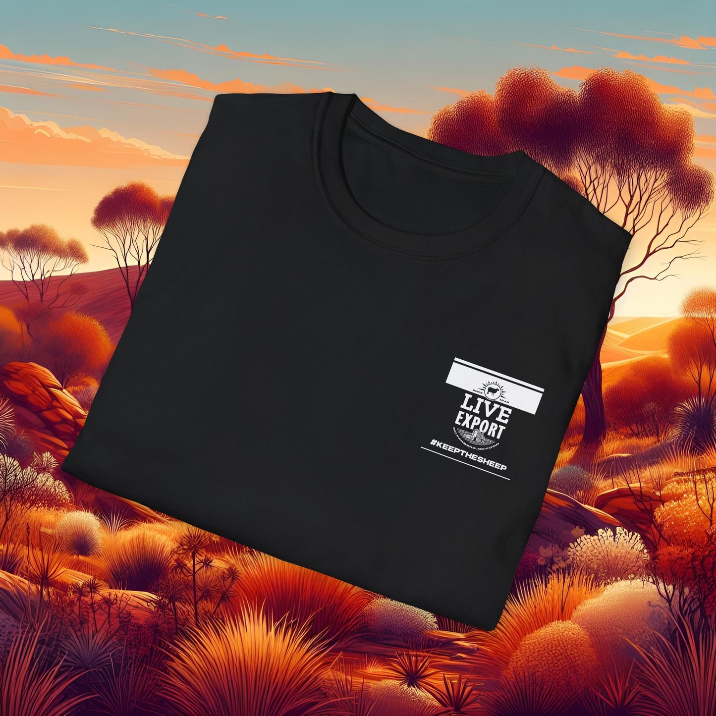 Live Export Keep the Sheep Black & White Unisex Softstyle T-Shirt