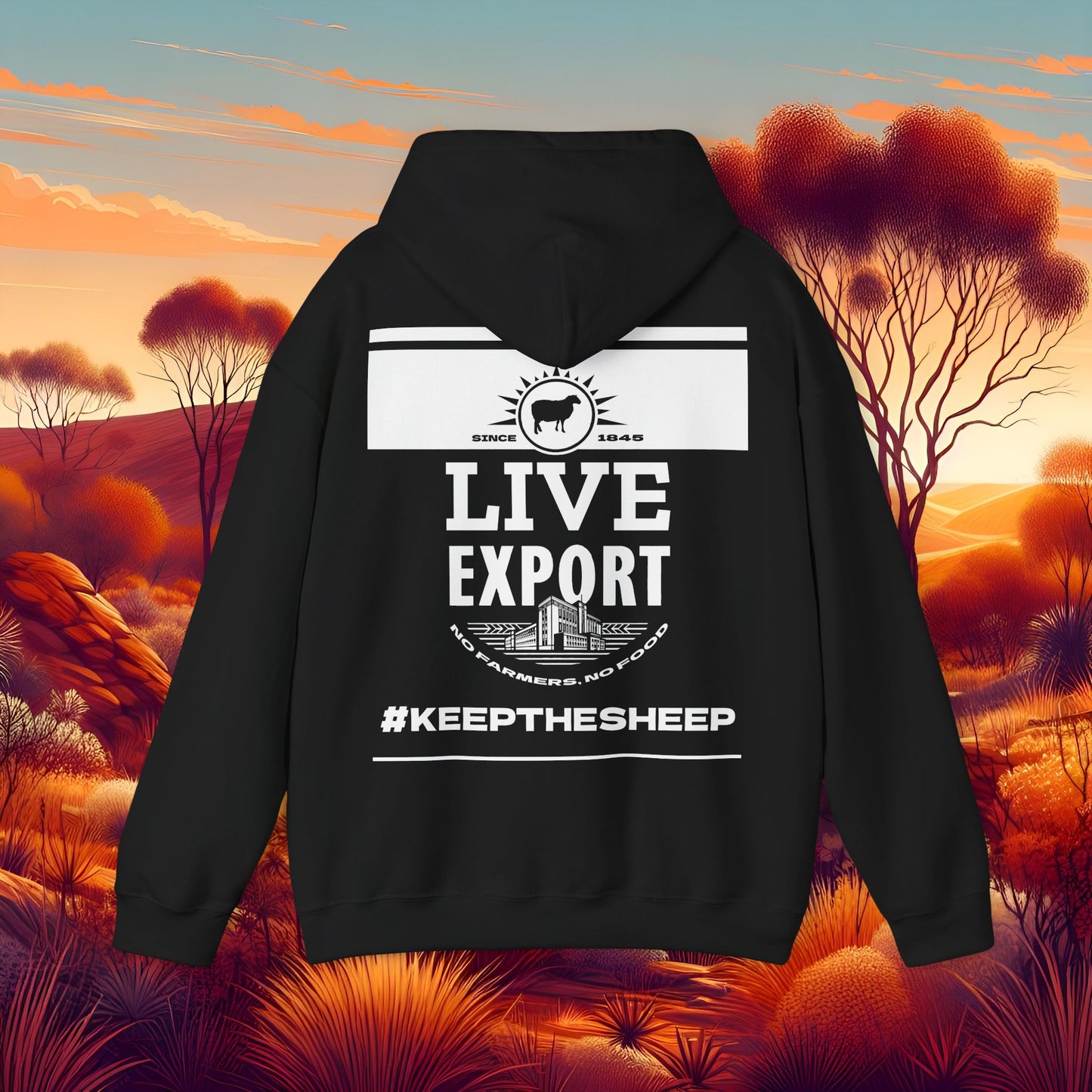 Live Export Keep the Sheep Black & White Unisex Heavy Blend™ Hooded Sweatshirt