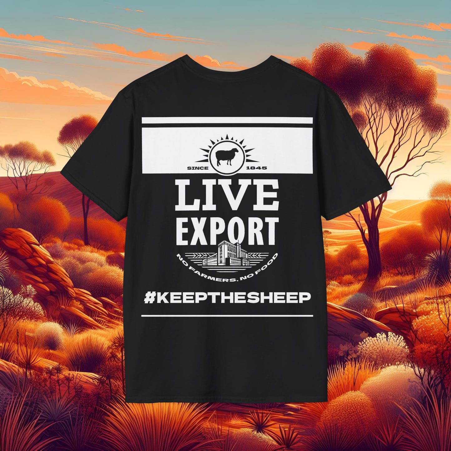Live Export Keep the Sheep Black & White Unisex Softstyle T-Shirt