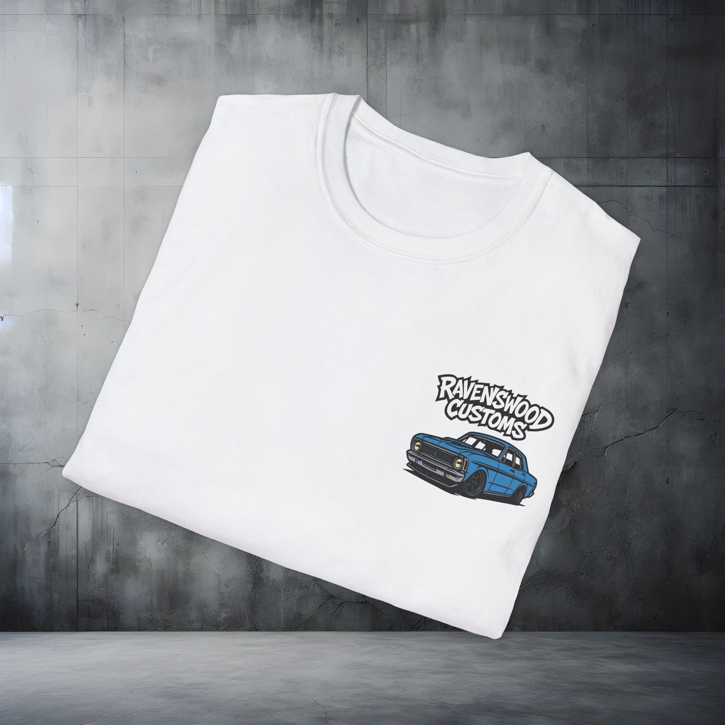 Ravenswood Customs Unisex Softstyle T-Shirt - Blue XY Falcon Design, Cool Graphic Tee