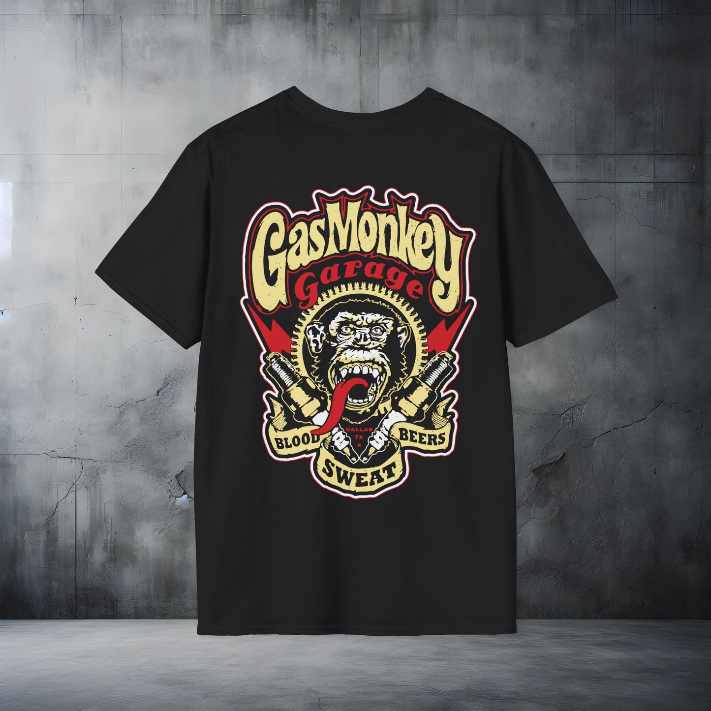 Gas Monkey Garage Unisex Softstyle T-Shirt - Vintage Beer & Monkey Design