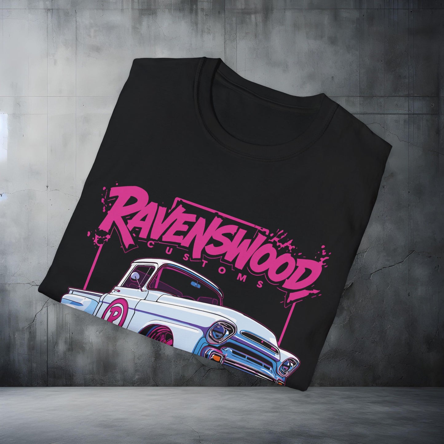 Ravenswood Classic Truck T-Shirt – Retro Neon Car Graphic Tee