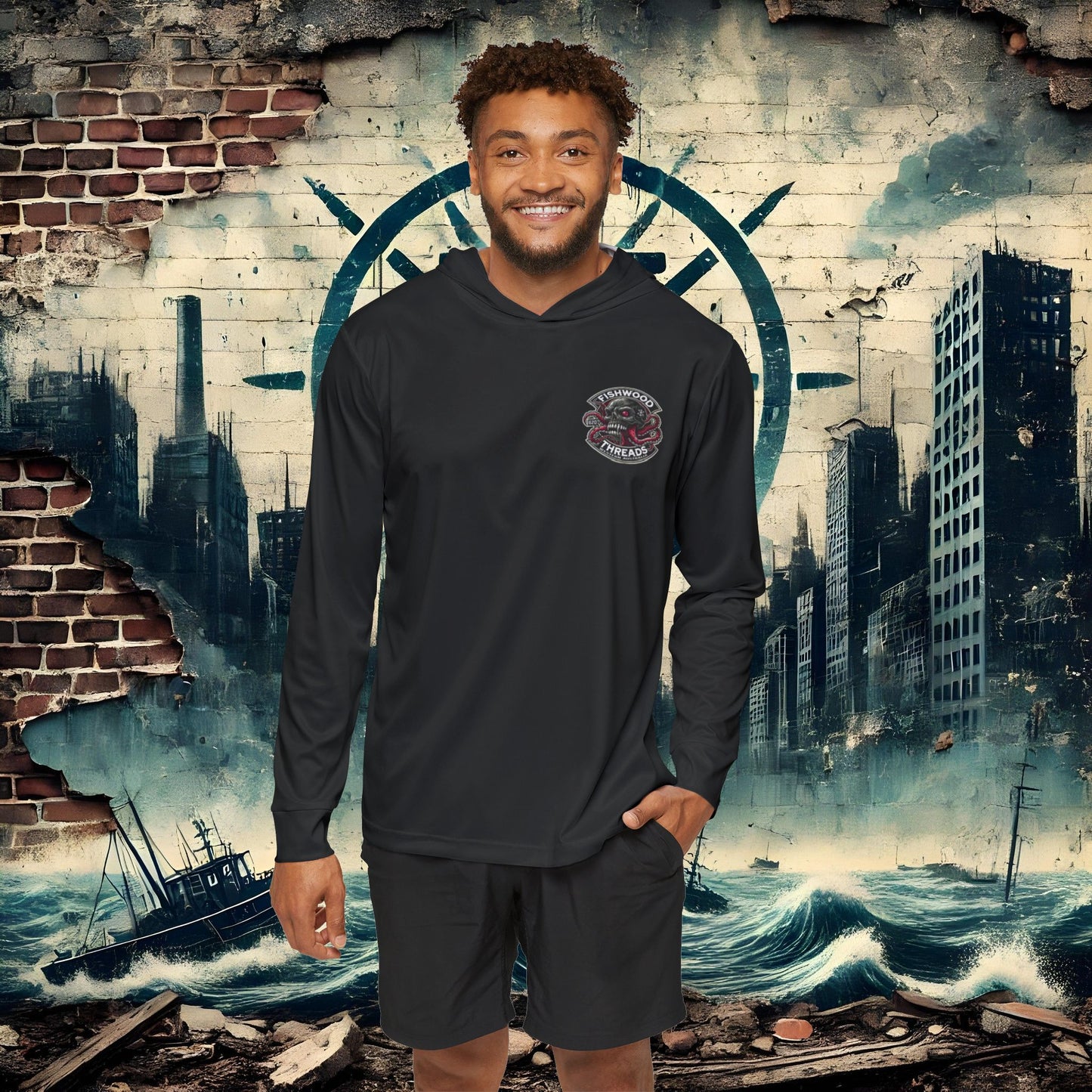 Men's Sports Warmup Hoodie - Fishwood Threads, Adventure & Outdoor Enthusiasts