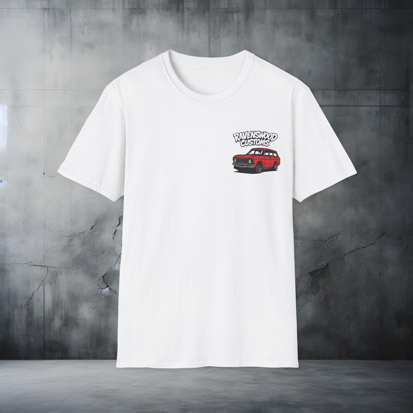 Ravenswood Customs Unisex Softstyle T-Shirt - Red XY Wagon Falcon Design, Cool Graphic Tee