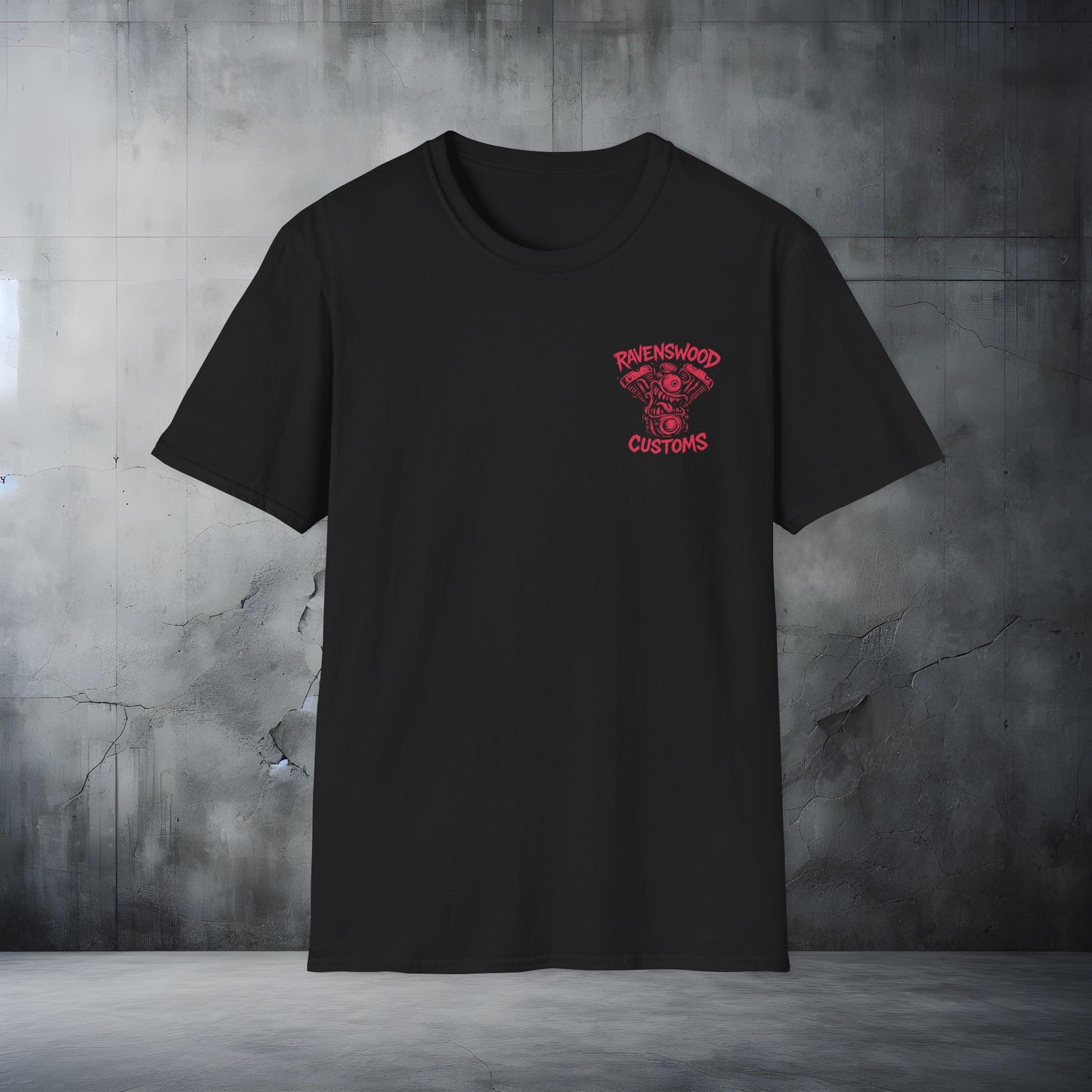 Ravenswood Customs Pink Vtwin Skull T-Shirt | Unisex Softstyle Tee